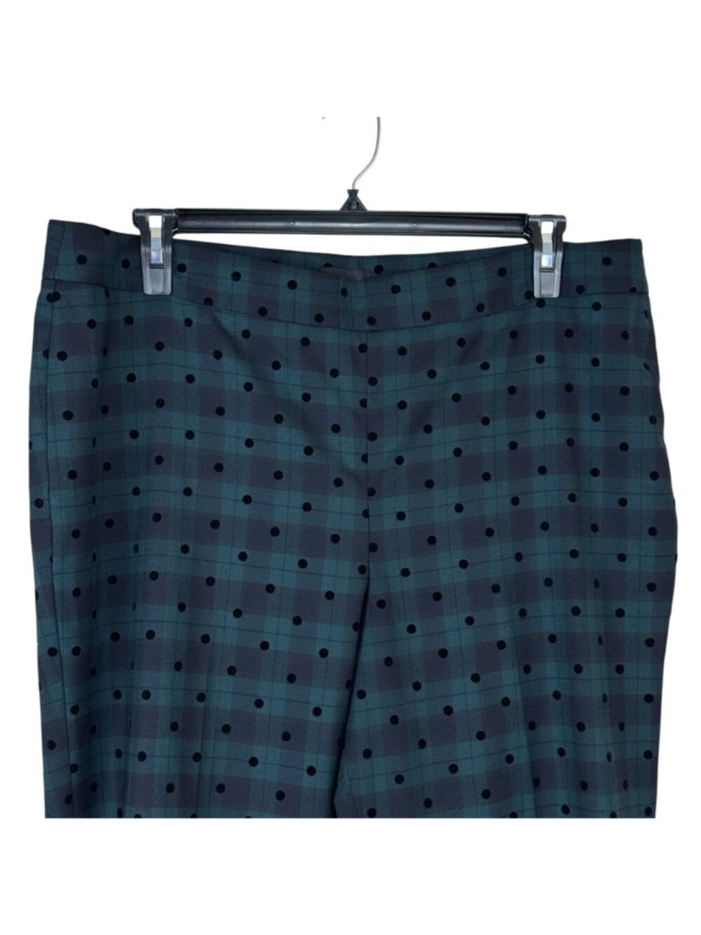 Talbots Slim Ankle Pant Plaid Green Black Wool Blend Sz 18 Preppy Holiday Dressy - Picture 2 of 9